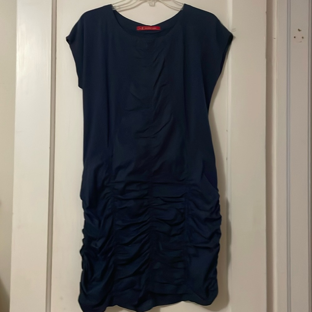 Wearables Navy Blue Dress with Ruching on Skirt